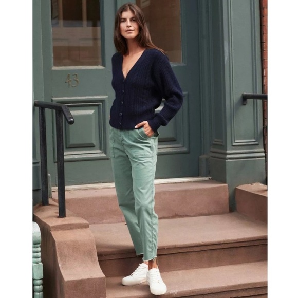 Mother Hedge Green The Shaker Chop Cropped Linen Blend Pants Size 27 - Picture 16 of 16